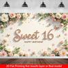 2D Flat Printing Sweet 16 Backdrop with Roses & Butterflies