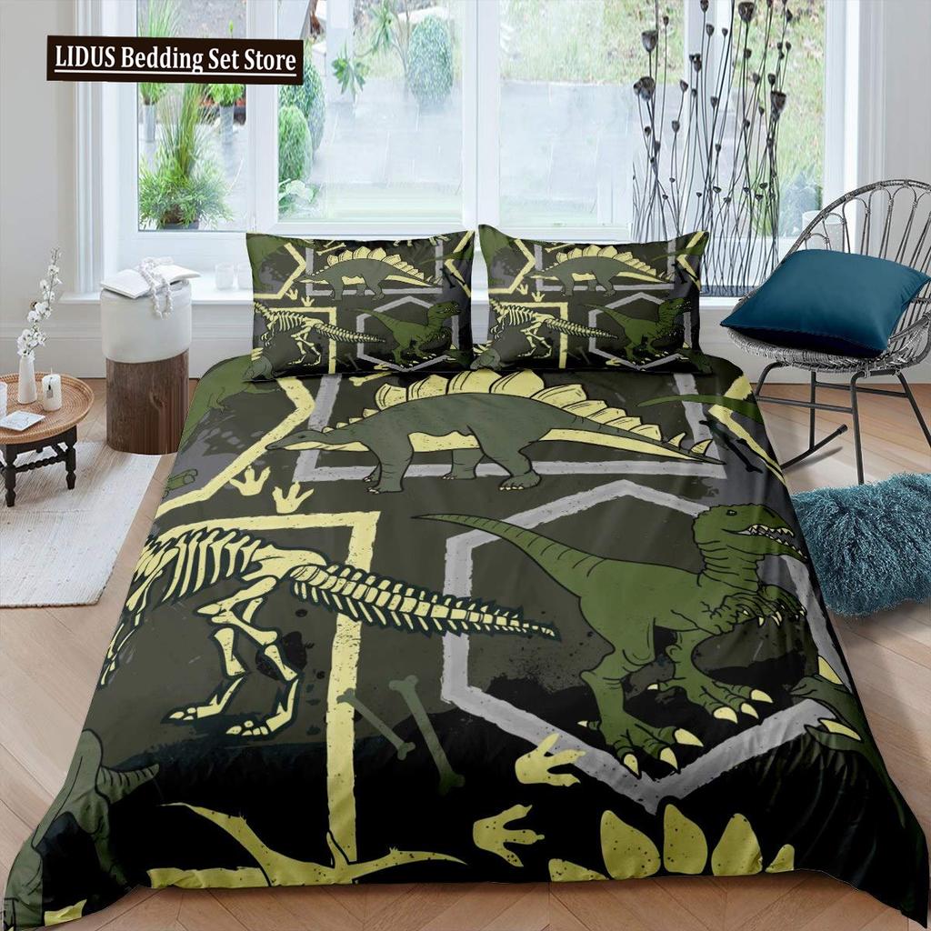 3D Dinosaur Duvet Cover Set Queen Size For Boys Dinosaur Bedding Set T-Rex Dinosaur Comforter Cover Bed Set Home Decor For Teens