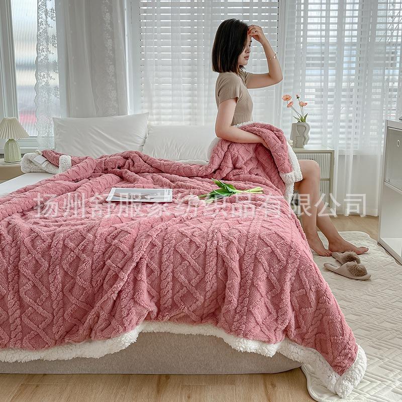 Autumn and Winter Popular Lamb Wool Blankets, Double-sided Thickened Coral Fleece Blankets, Office Nap Blankets