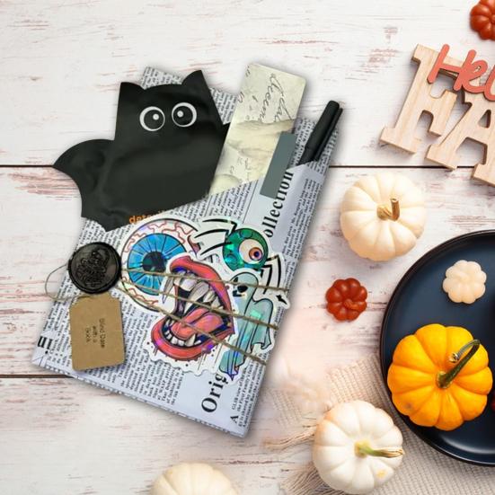 Halloween Blind Date Book Package Mysteriously Wrapped Gothic Horror Spooky Themed Packaging Paper And Sticker Kit for Book Lovers