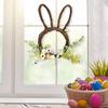 Osterhase Kranz Kleine Hasenform Rattan Kranz mit Pastell-Eiern Blumen für Haustür Innen Außen Frühling Haus Fenster Wand Dekoration