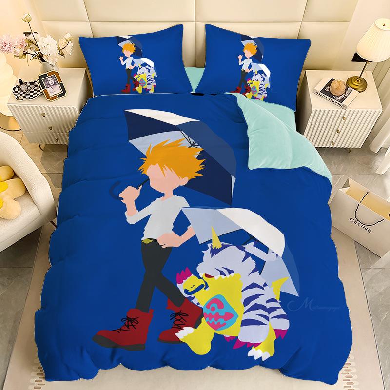 Gamer Digital-monsters Beding Set Digimon Soft with Soft Fabric Duvet Cover Plus Pilowcases Unfiled Single Double Bed Children Young Gift