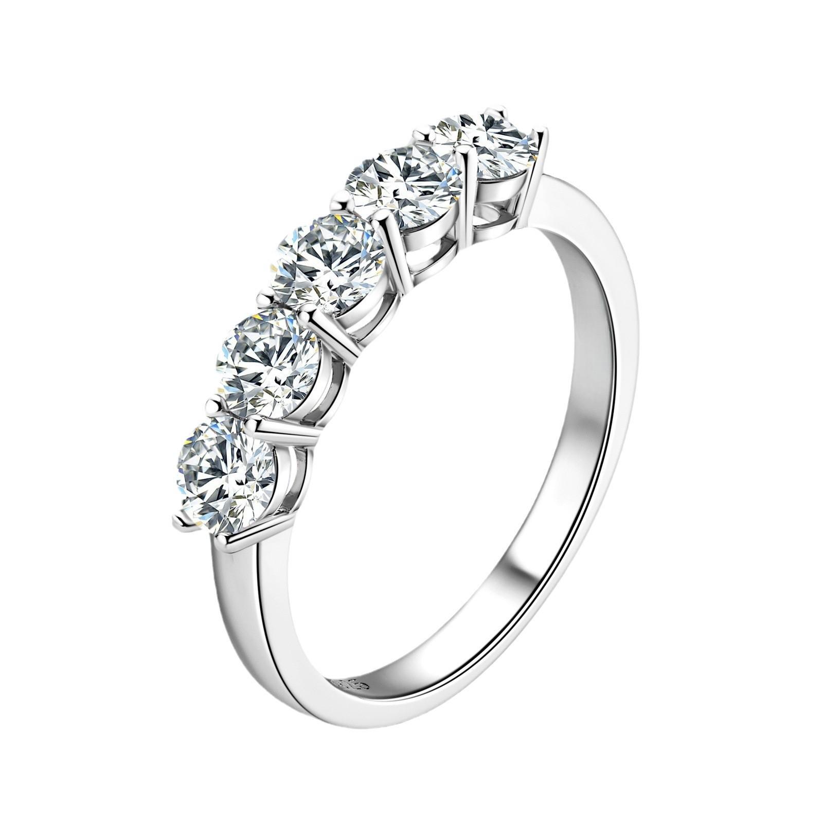 

S925 Sterling Silver Moissanite Eternity Band: Luxurious Niche Design Ring for Women Size 9