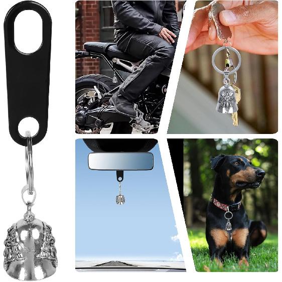Motorcycle Biker Guardian Luck Riding Bell with Key Chain Ring & Hanger for Bikers Riders, for Men Women Guard Riding Safety