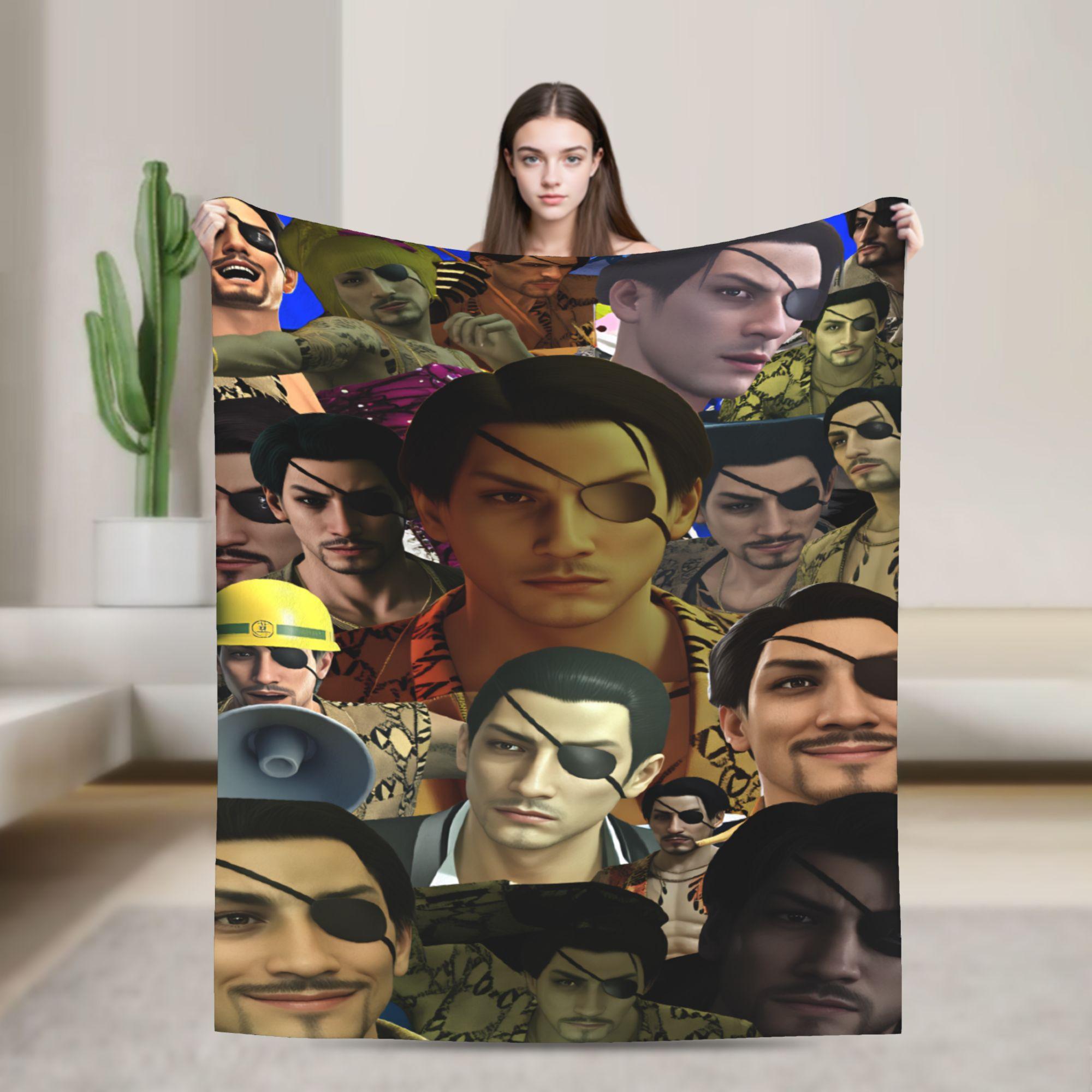 

Funny Goro Majima Flannel Blanket Adults Super Soft Throw Blanket Winter Living Room Bedspread Sofa Bed Cover 75x90cm