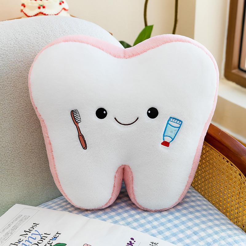 Creative Tooth Plush Pillow With Soft Pp Cotton For Kids Comfort And Dental Care Gift