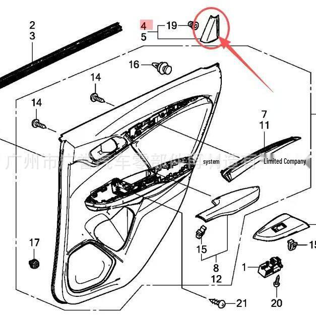 Honda Hatchback Fit Rear Door Quarter Window Trim, Parts 72980-T5A-003, 72940-T5A-003.