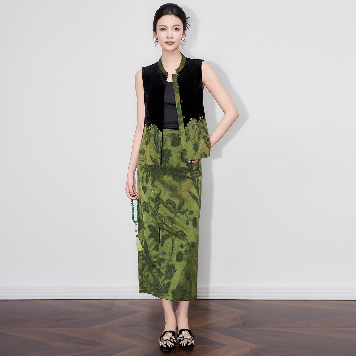 

Новый жилет в китайском стиле с жаккардовым пэчворком из пряжи Сянъюнь - женский ретро-бархат, стиль начала осени. L