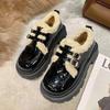 Mao Mao Shoes Women Wear British Style Small Leather Shoes 2025 Autumn and Winter Velvet Warm Cotton Shoes Platform Loafers Jk Single Shoes
