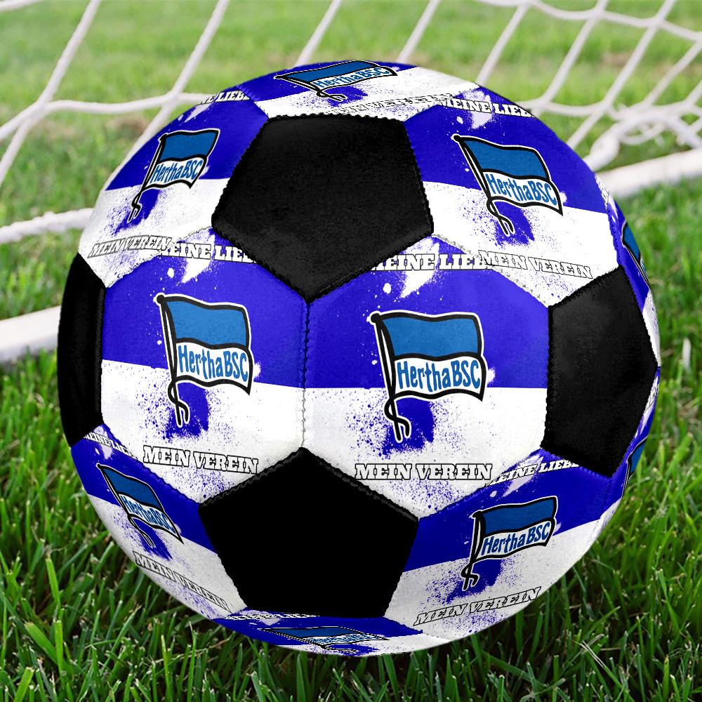 Hertha Bsc 9 Indoor Soccer Ball Colorful Machine Stitched PVC Size 5 Team Training Competition Ready Durable High-Bounce Cool Sports Gift