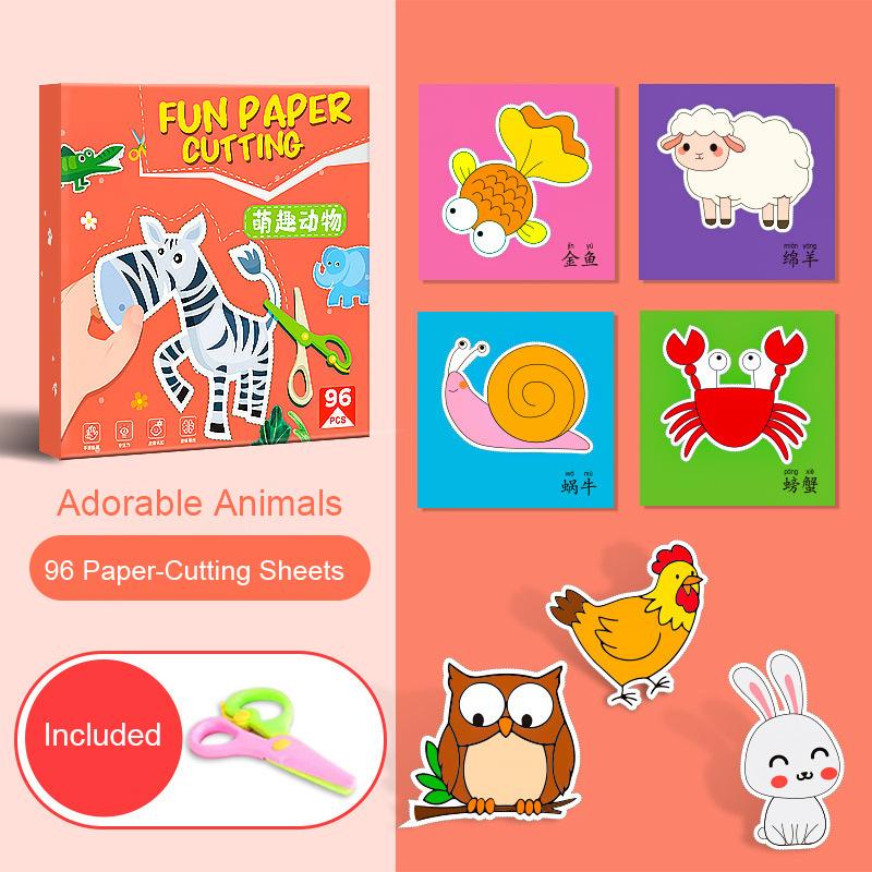 

Детский набор для вырезания из бумаги и раскрашивания - Развивающая игрушка для тренировки концентрации для детского сада (Возраст 3-6 лет)