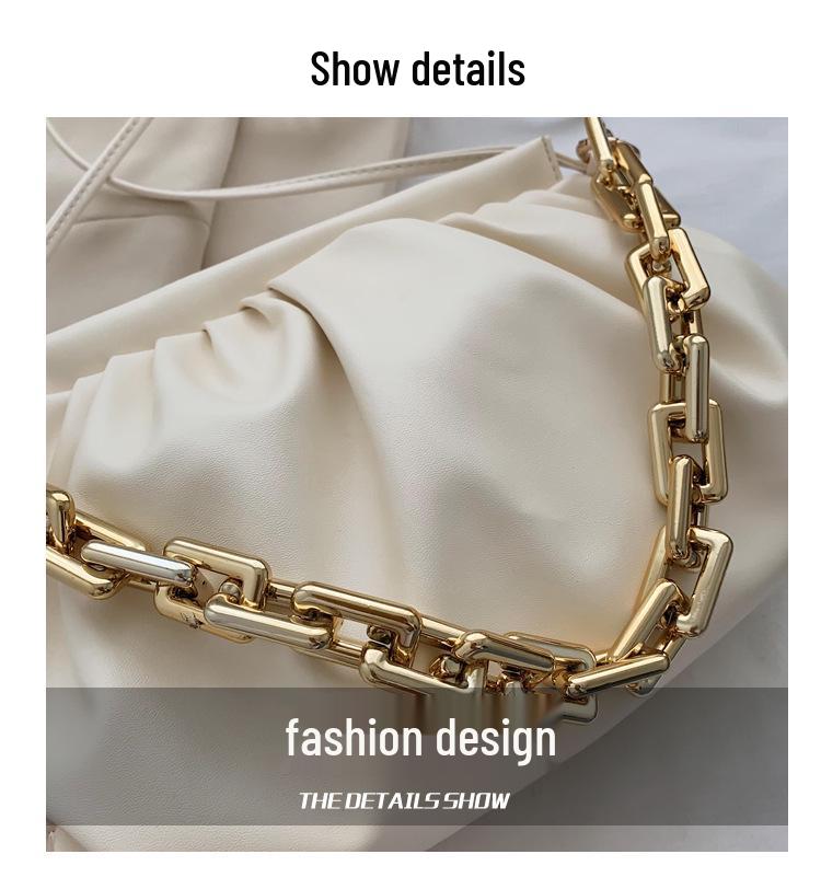 2020 Women's Chunky Chain Ruched Microfiber Crossbody Underarm Handbag