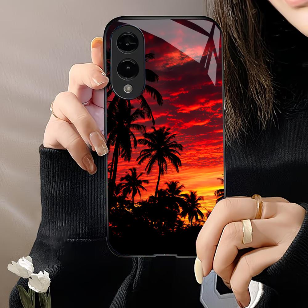summer Sunset Exquisite luxury High-end PhoneCase Glass PhoneCase for Samsung Galaxy S26 S25 S24 S23 S22 S21 FE,Ultra,Plus