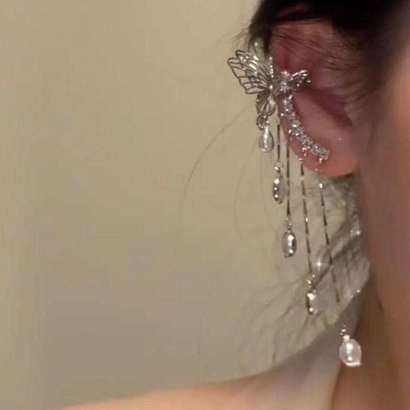 

Сказочная история ~ Серьги-клипсы с кисточками-бабочками, серьги-пусеты, цельные серьги, причудливый преувеличенный нишевый стиль, самые продаваемые женские модные Single left ear