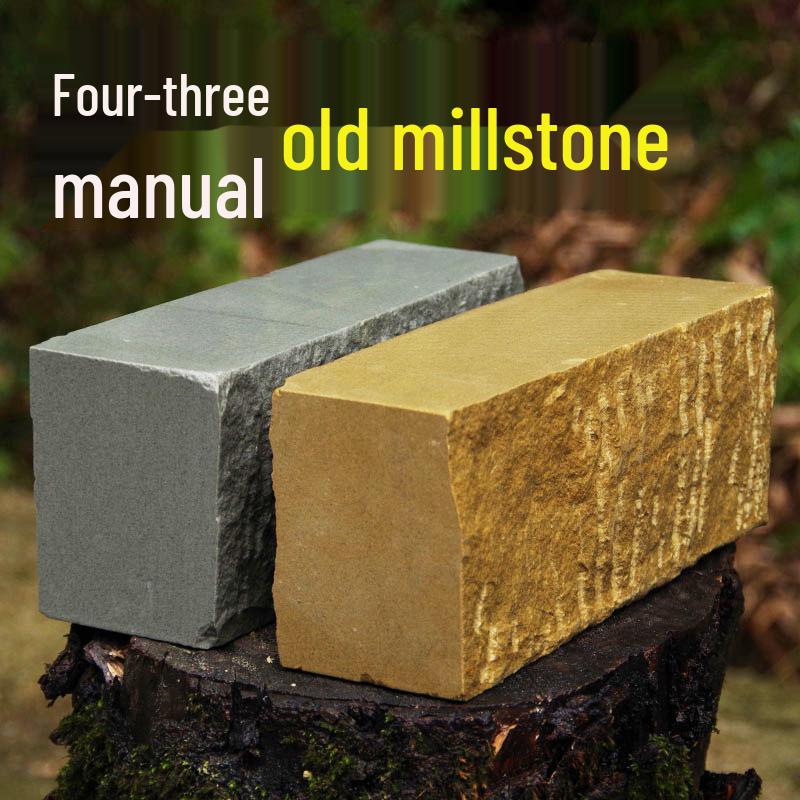 Extra Großes Küchenmesser Schärfset: Traditioneller Ölstein & Grober Schleifstein mit Schlamm