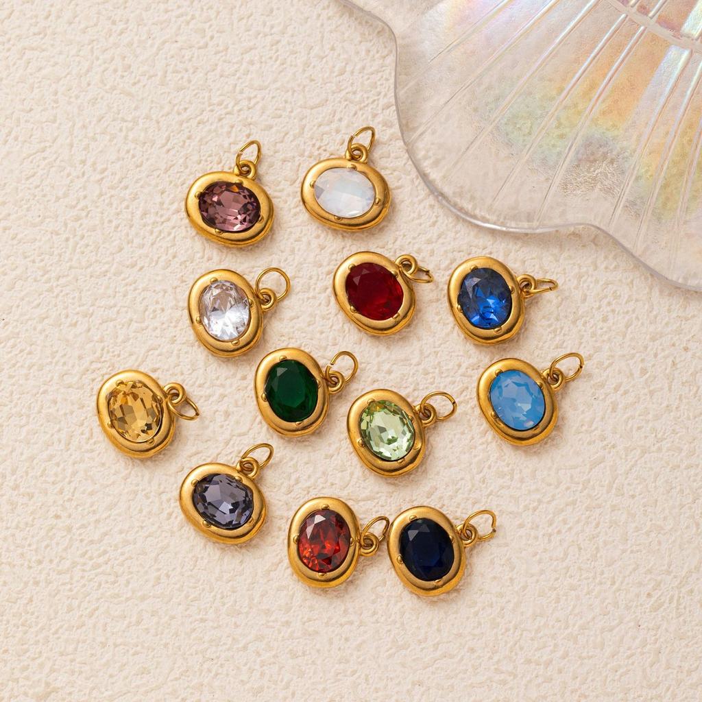 Yori 3Pcs Stainless Steel 18K Gold-plated Pendant Jewelry DIY Necklace Bracelet Making December Birthstone Pendant Accessories