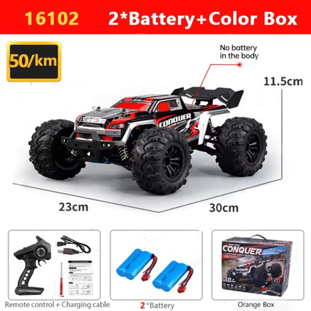 SCY 1:16 4WD RC Car 70KM/H Or 50KM/H With LED Light 2.4G Remote Control Cars High Speed Drift Monster 4x4 Truck for Children Gif