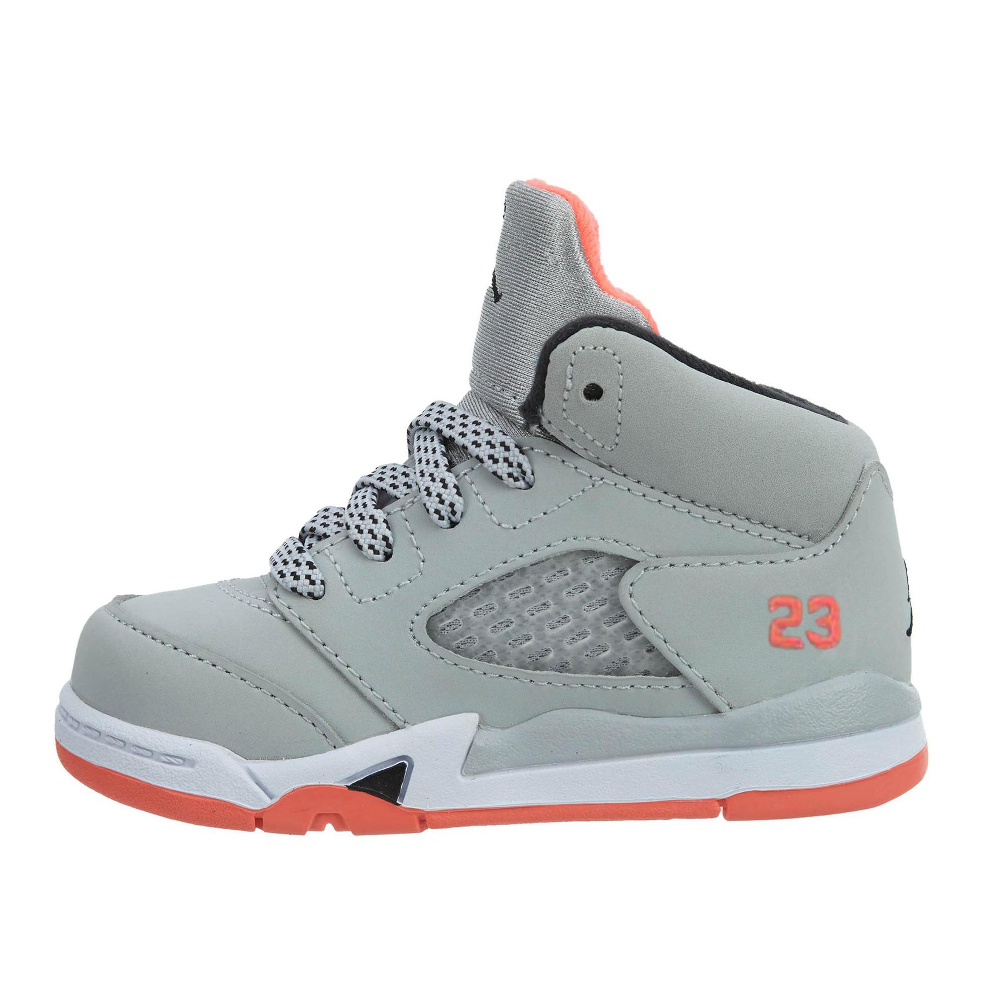 

Air Jordan 5 Retro Infant Hot Lava Детские кроссовки Серый волк-серый горячая лава-черный 725172-018 26