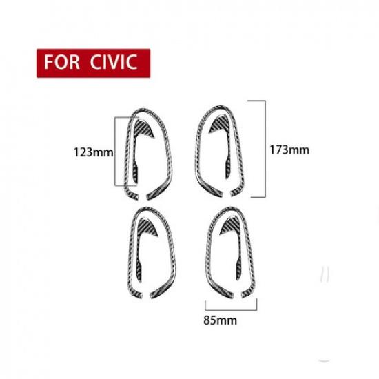 8Pcs For Honda Civic 8th 2006-2011 Carbon Fiber Interior Door Handle Cover Trim