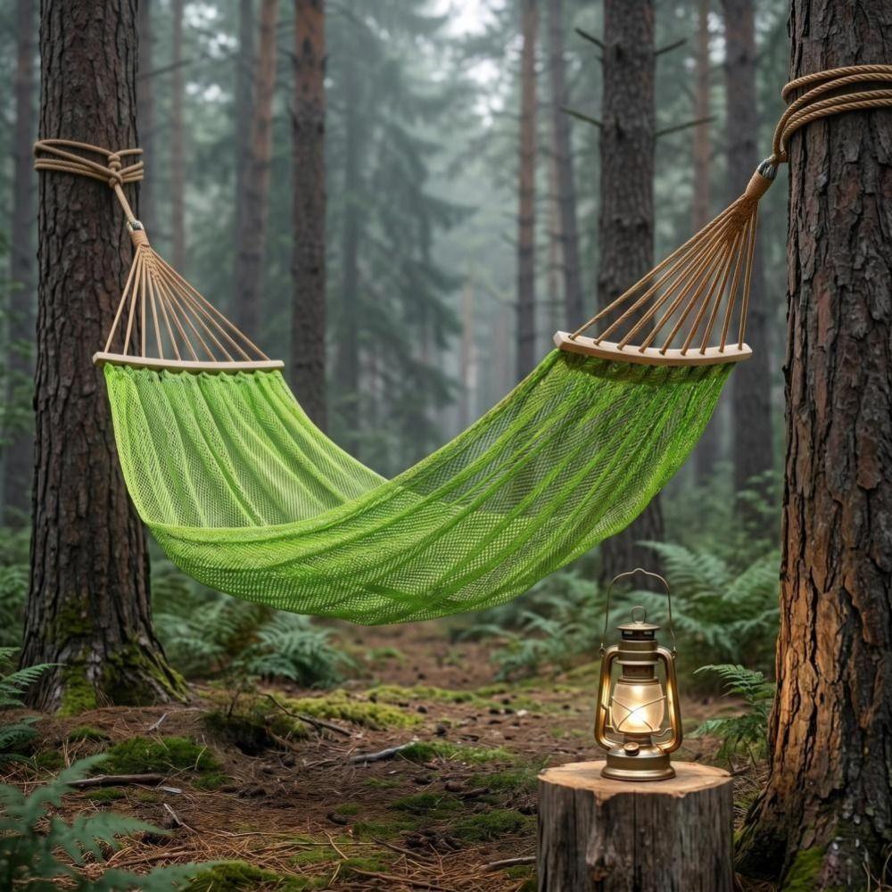 Curved Rod Camping Mesh Hammock Good Load-bearing Hanging Swing Outdoor Swing Hammock Travel