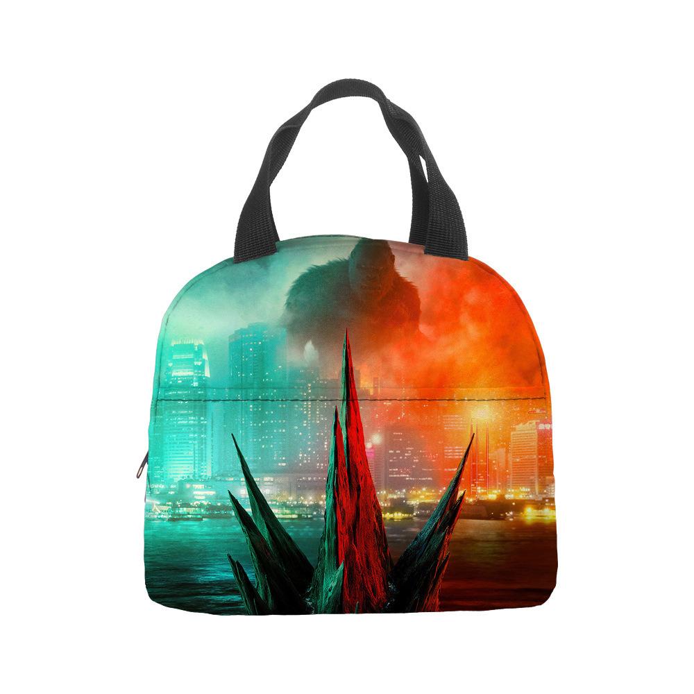 Godzilla Vs Kong Anime Lunch Bento Insulation Tote Bag Godzilla Vs King Kong Hand Ice Bag