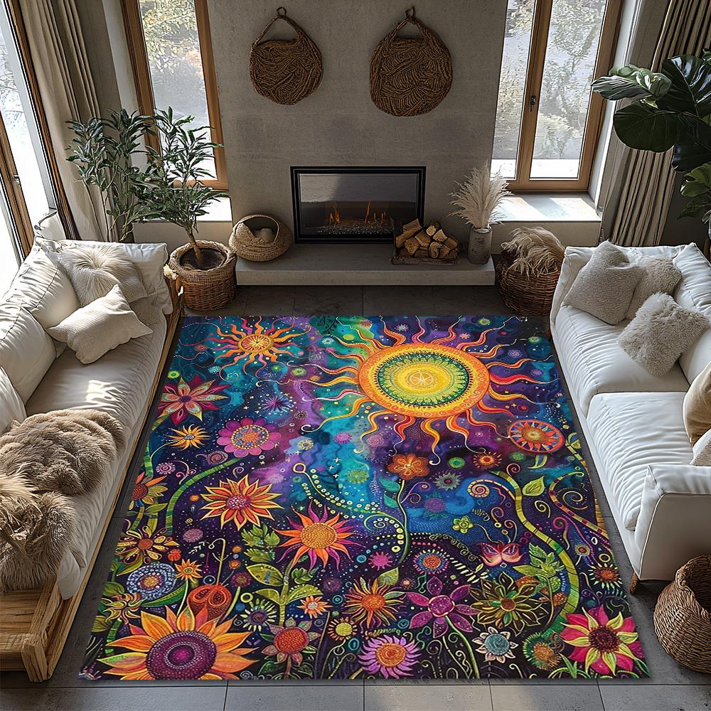 Psychedelic Area Rug Bohemian Carpet Vintage Persian Style Home Decor Living Room Floor Mat Hippie Tapestry Bedroom Rug Gift