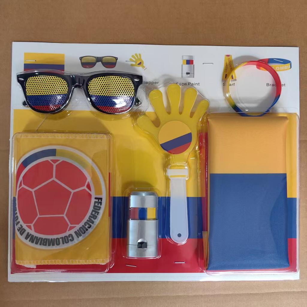 World Cup Fan Pack: National flag, sunglasses, clappers, face paint, cheering accessories and party supplies