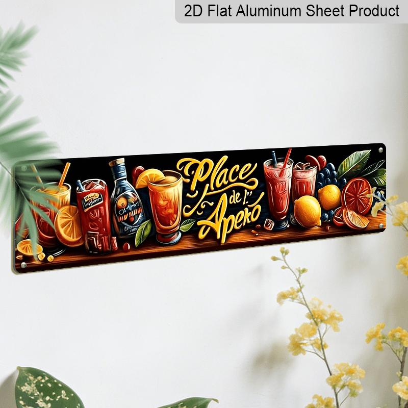 1pc French "PLACE DE L'APEO" Metal Sign - 3.94 X 15.74inch Alumium Decorative Sign | Rustic Wall Decor with Vibrant Roostertail Design | Durable