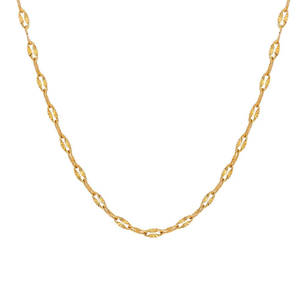 Vergoldete Edelstahl Halskette mit geprägten Lippen - Schlichtes, vielseitiges und modisches gehämmertes Design