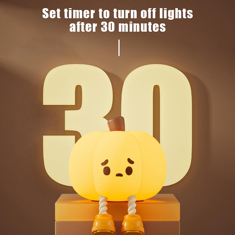 Halloween Pumpkin Night Lights Cute Soft Silicone Safe Lamp Decorations Timing Dimmable Bedside Decor Kids Baby Halloween Gifts