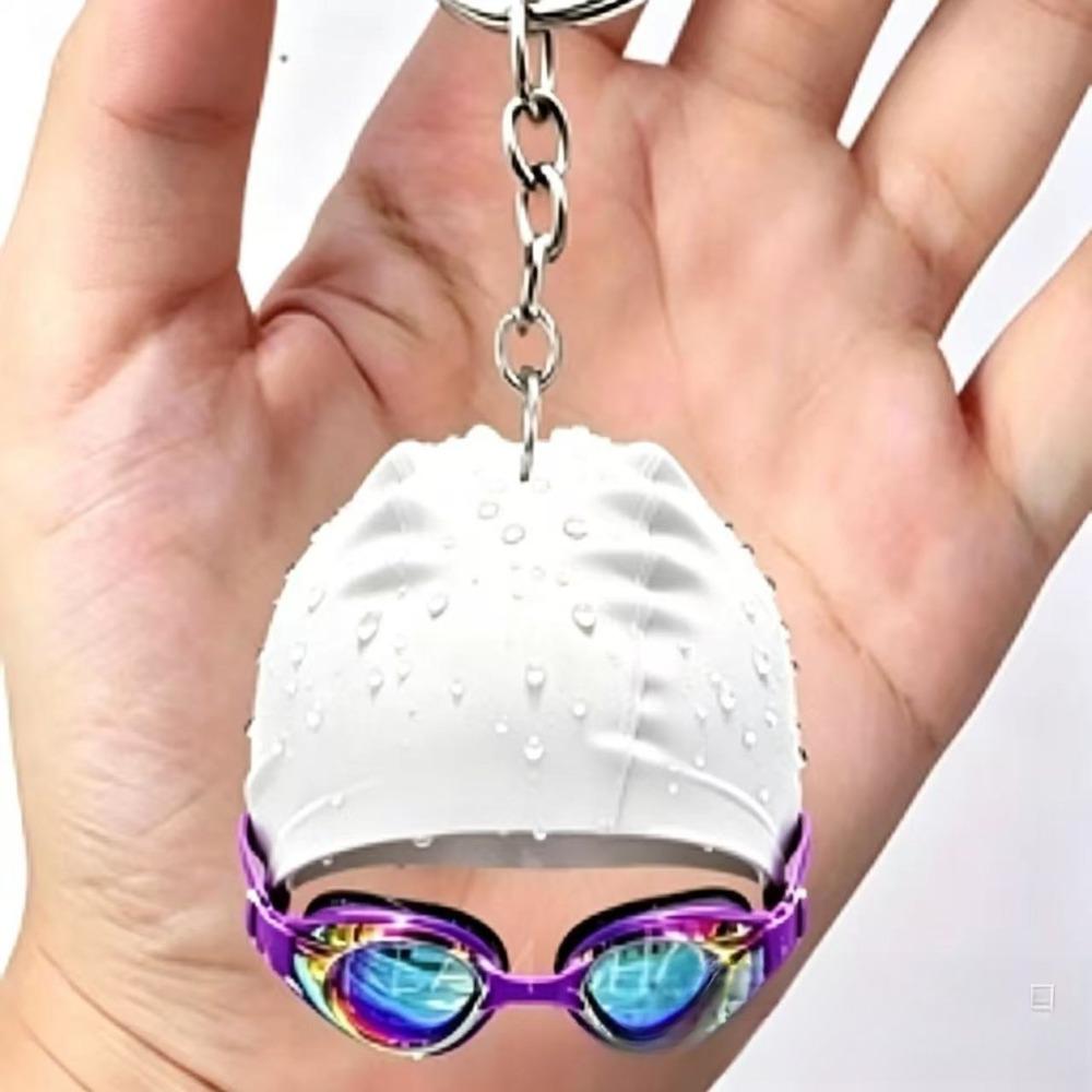 Swimming Goggles Swim Cap Design Keychain High Aesthetic Acrylic 2D Flat Simulation Pendant Backpack for Man Creative Gift