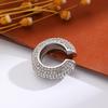 Retro Fashion C-Shaped Bling Ear Clips with Colored Diamonds - Trendy No-Pierce Earrings