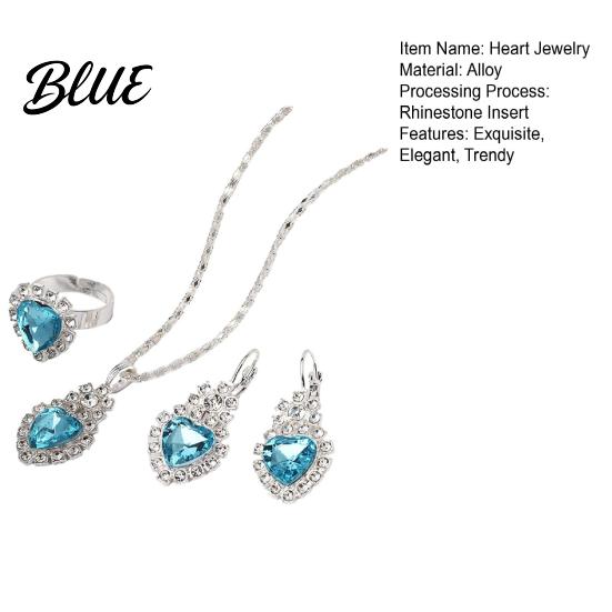 Trendy Jewelry Set Heart for Women Shiny Rhinestone Unique Design