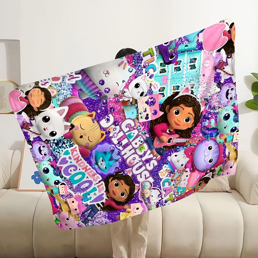 Cute Cartoon G-Gabbys Dollhouses All-Season Soft Comfortable Personalized Printed Fleece Blanket 1pc, Suitable for Sofa, Bed Or Wall Decorat