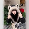 Black Mountain Carving Cat Ear Jacket Men's And Women's Fur Collar Quilted Autumn And Winter Couple Cotton Clothes