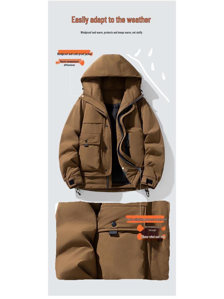 MLB & NY Collaboration Unisex Japanese Workwear White Duck Down Jacket - Warm, Cold-Proof Men's Coat.