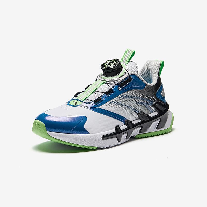 Anta Kids Synthetic Leather Comfortable Physical Test Lightweight Shock Absorption Low Top Running Shoes Kids sneaker White Blue A12435532N-1