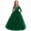 Girls bow puffy skirt flower girl wedding dress children's skirt girldress princess seven-quarter sleeve dress