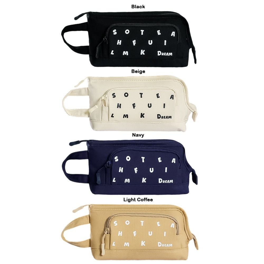 L-shape Large Opening Pen Bag Handheld Stationery Pouch Multi-functional Pencil Case  Students Gift