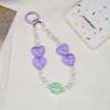 Creative Candy Color Heart Phone Chain Beaded Keychain Pendant for Bags and Earphone Cases