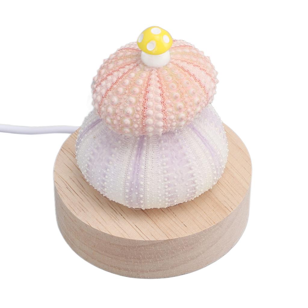 LED Night Lamp Warm White USB Plug In Natural Shell Body Cute Mushroom Decor Bedside Night Light