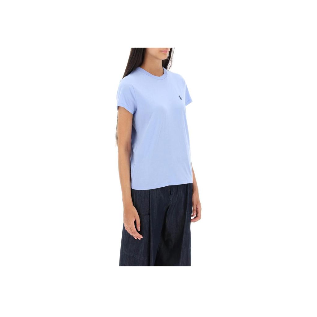 Polo Ralph Lauren Solid Color Crew Neck Short Sleeve T-Shirt Women Tops Sky-Blue 211898698SHIBL