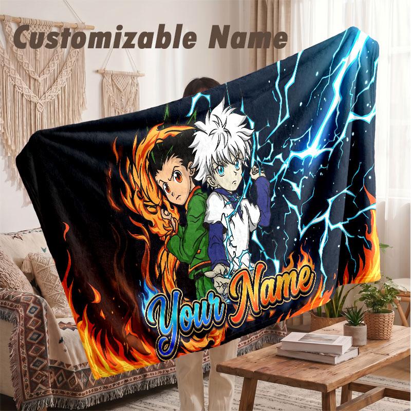Custom Name Flannel Blanket,Hunter × Hunter Lightweight Warm Bed Blanket For Couch & Holiday Gift