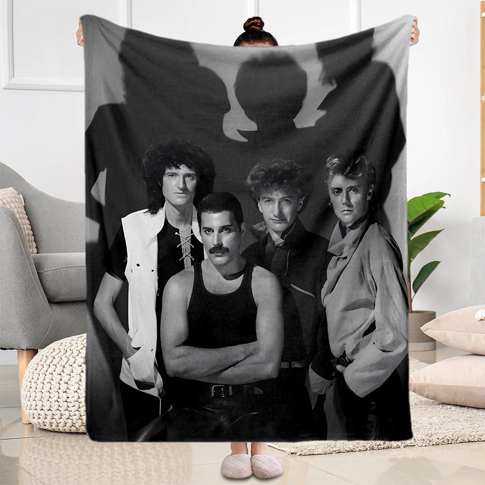Rock Band Black Leather Blanket Durable Comfort Suitable for Couch Sofa Office for All Occasions Playful Design Best Holiday Gift for Friends Family