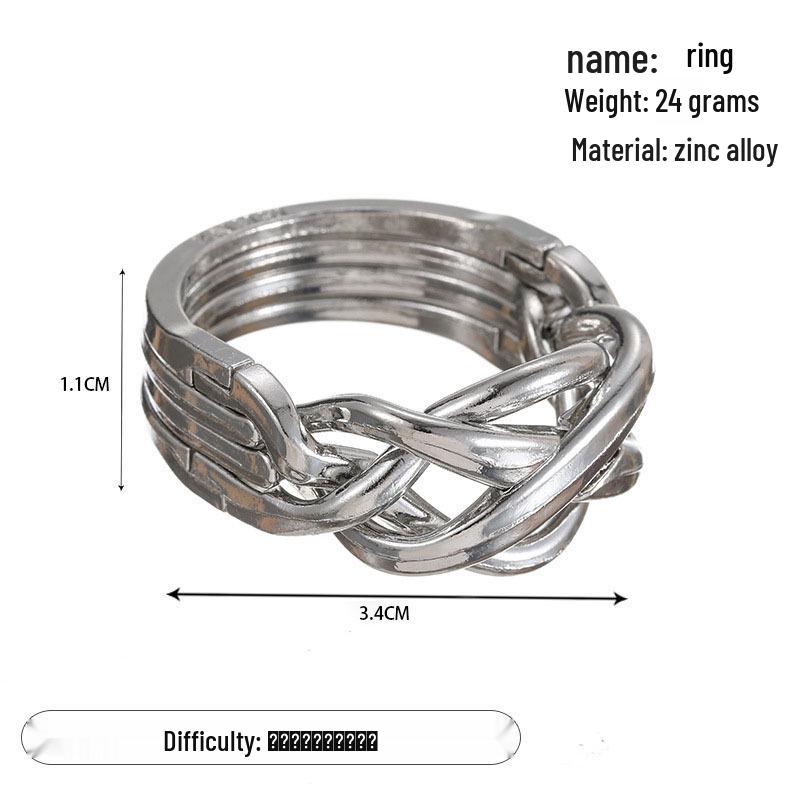Zinc Alloy Kongming Puzzle Lock: Disentanglement Ring Educational Toy