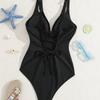New Sexy Backless One-piece Swimsuit Women's Sexy V-neck Lace-up Waist Slim-fit One-piece Swimsuit