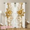 Set Of 2 Elegant Gold Floral Door Curtains Soft Polyester Bedroom Living Room Office Seasonal Use Curtain Light Filtering For Sitting Made
