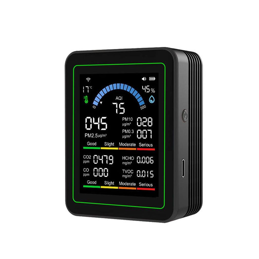 10-in-1 Air Quality Detector Professional PM2.5 PM10 HCHO TVOC CO CO2 Formaldehyde Monitor with LCD Display for Home Office