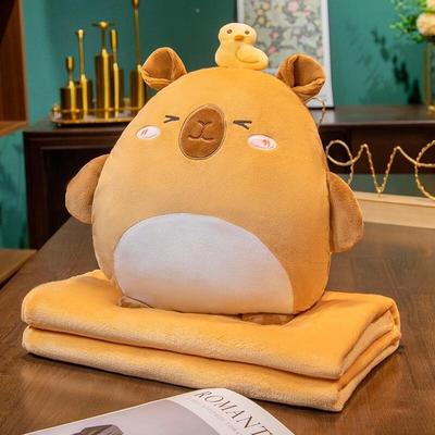 Capybara Rață Pernă Plușată Pătură 2-în-1 cu Încălzitor de Mâini