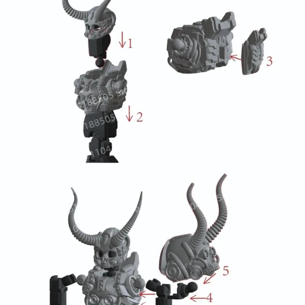 MOC Building Blocks Movable Joints Human Skeletons Armed Rabbits Mecha Weapons Assembled Models Ornaments Puzzle Toys Gifts